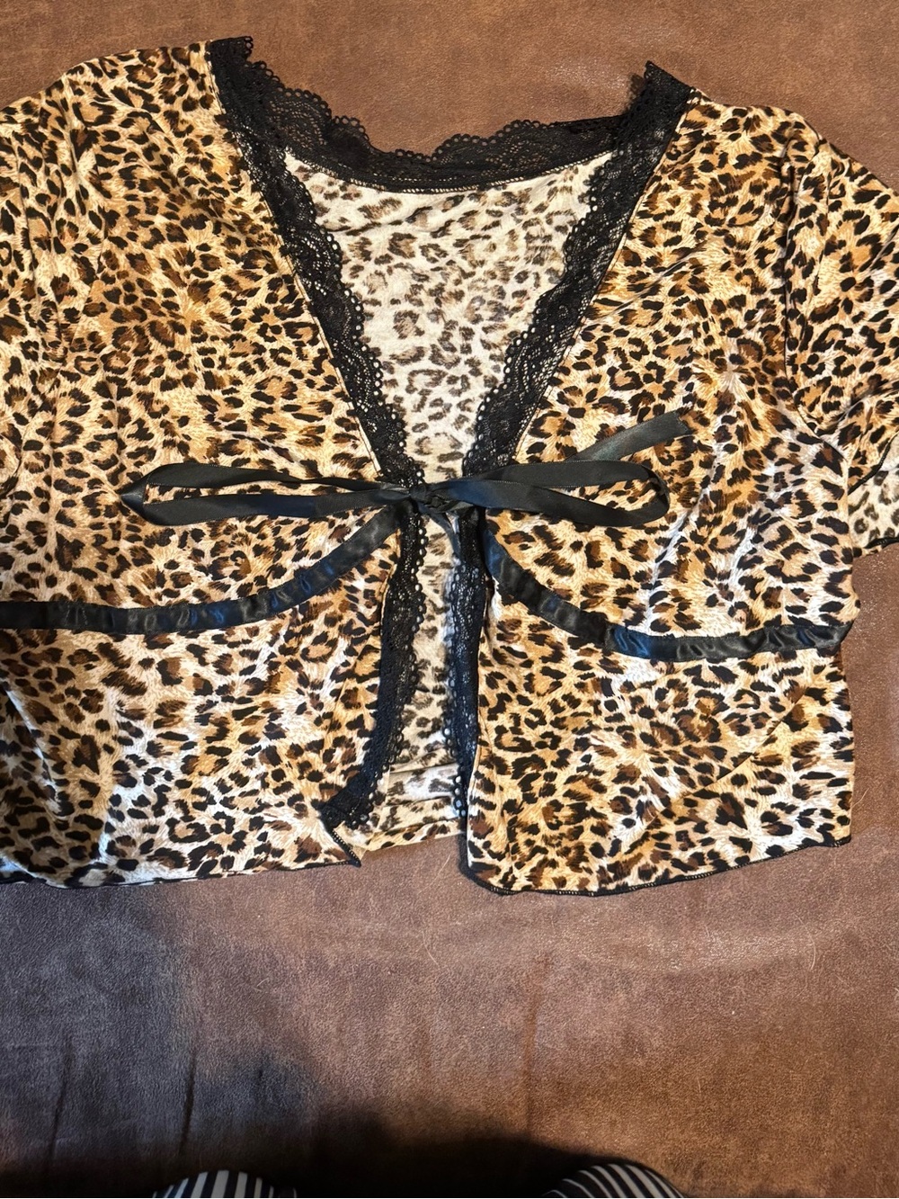 SHEIN Leopard Print Curve Top in Brown and Black